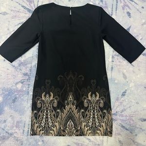 Banana Republic Black Paisley Border Hem Shift Dress 0 Petite 0P